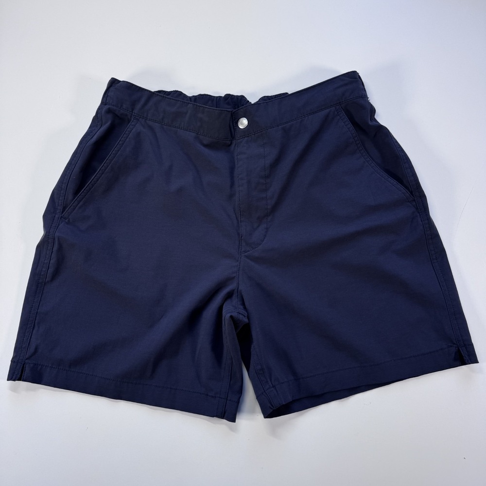 BUCK MASON 5.5" Deck Short Hybrid Mens 32 Blue NWOT Pockets Elastic Waist